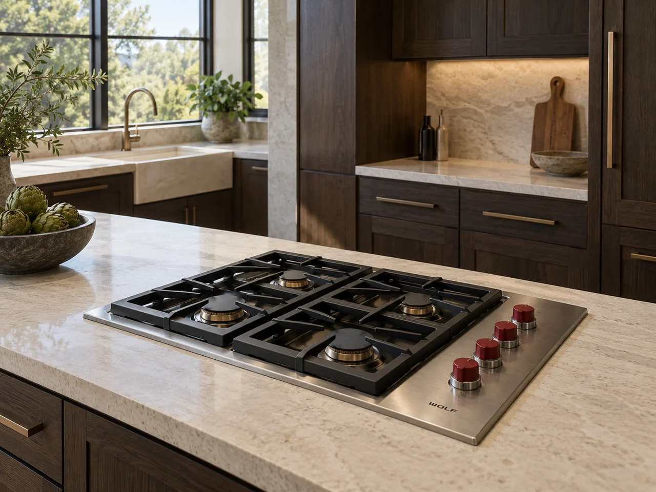 Illustration of a Wolf cooktop